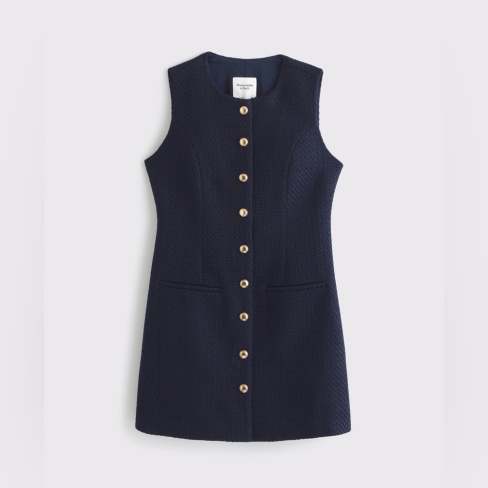 Abercrombie & Fitch Navy Tweed Sleeveless Mini Dress